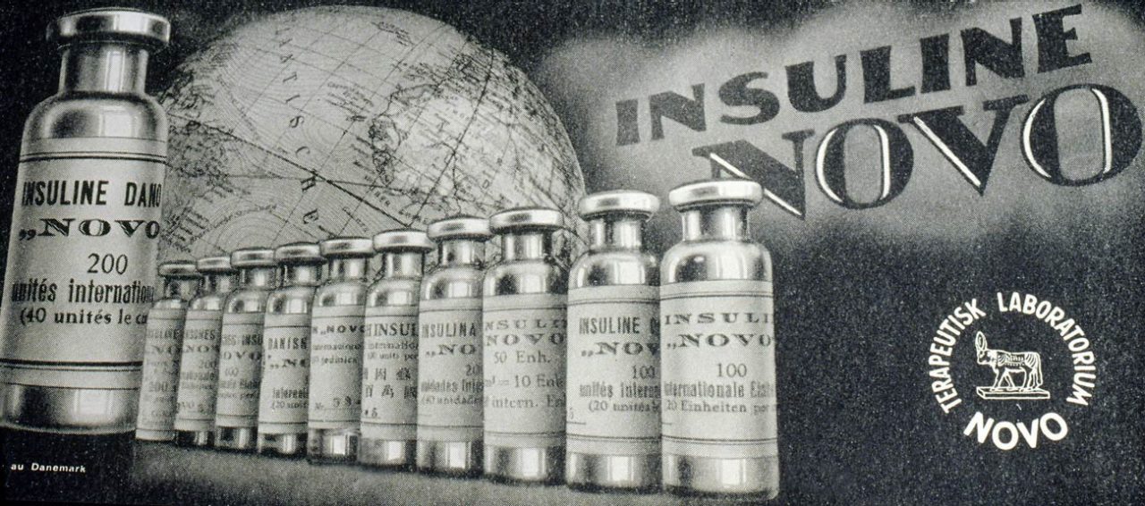 Реклама инсулина производства фирмы Ново в 1930 г.